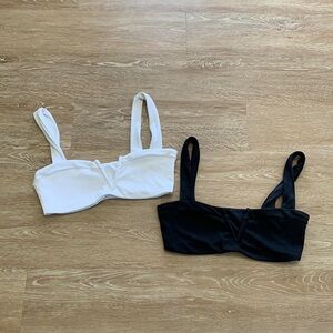 L*Space Lee Lee Bikini Top Tops TWO Black + White